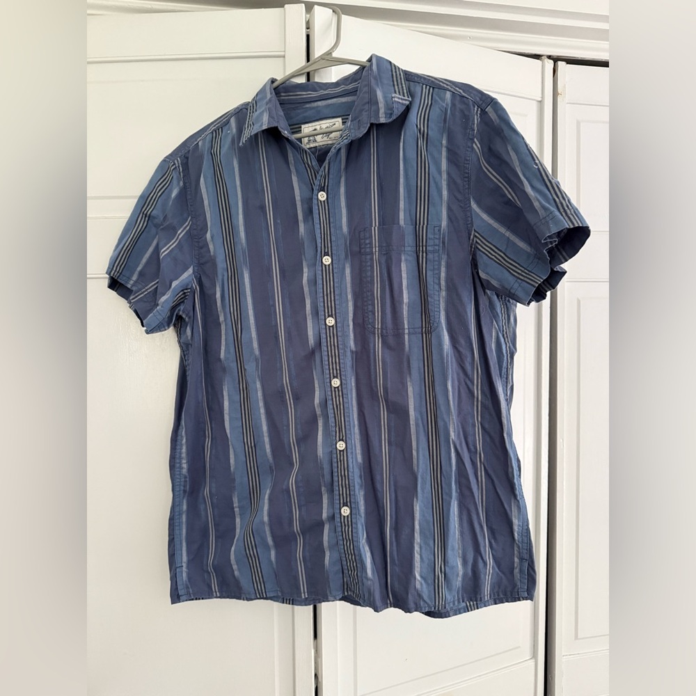 American Eagle Outfitters Navy and White Striped Shirt